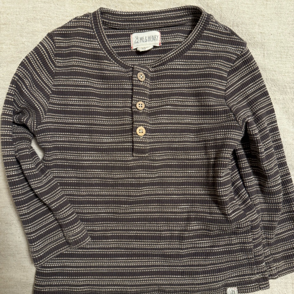Me & Henry Kids Long Sleeve Striped Shirt - Gray